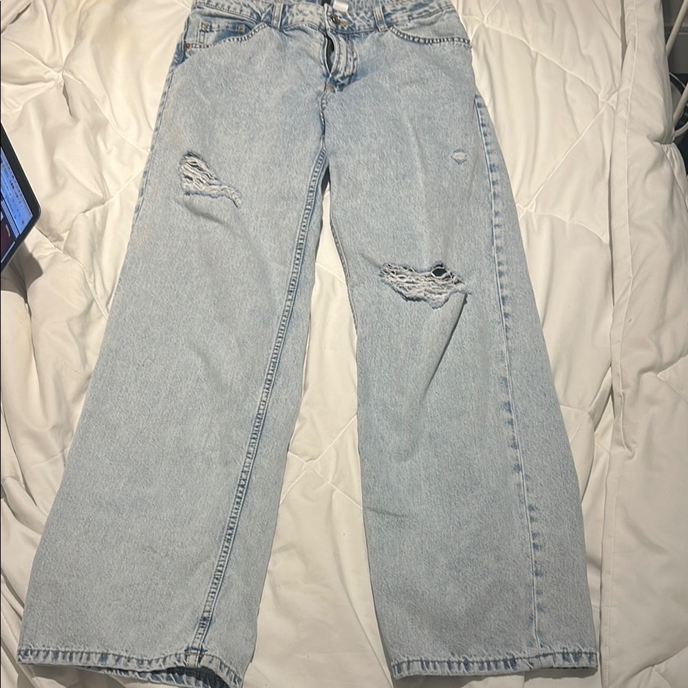 Women's Light Blue Distressed Jeans